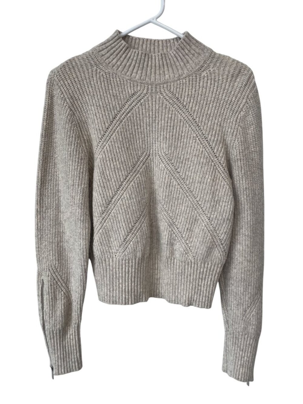 Express Sweater Large Mock Neck Long Sleeve Pullover Beige Neutral Comfort Knit